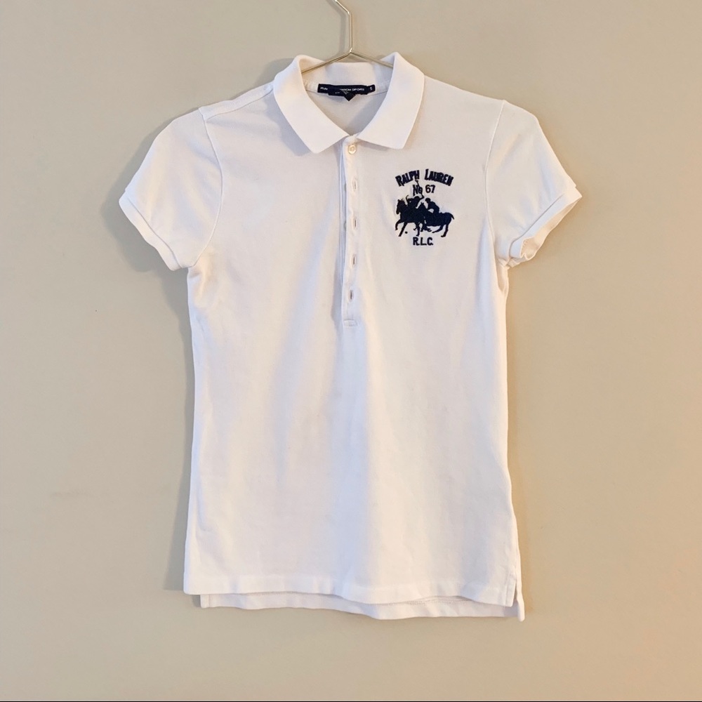 Ralph lauren white collar button down shirt